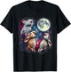 Three Rabbits Howling at Moon Funny Bunny Weird Cursed Meme T-Shirt - T-Shirt | Black