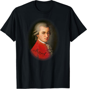 Mozart Portrait Classical Music Lover Vintage Art T-Shirt - T-Shirt | Black