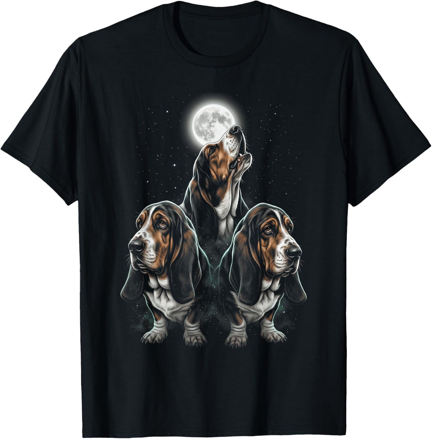Howling At The Moon Basset Hound T-Shirt - T-Shirt | Black