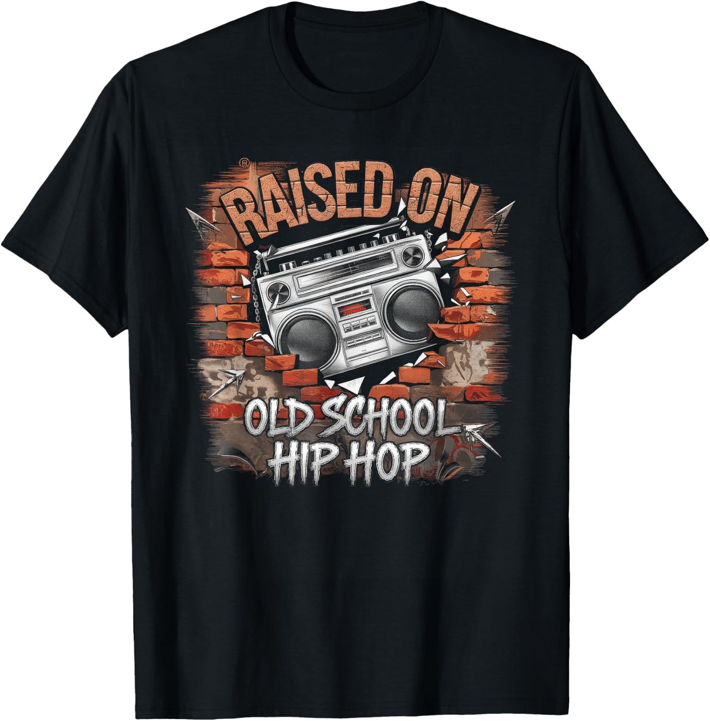 Raised ON Old School Graffiti Rap Hip HOP Cassette T-Shirt - T-Shirt | Black