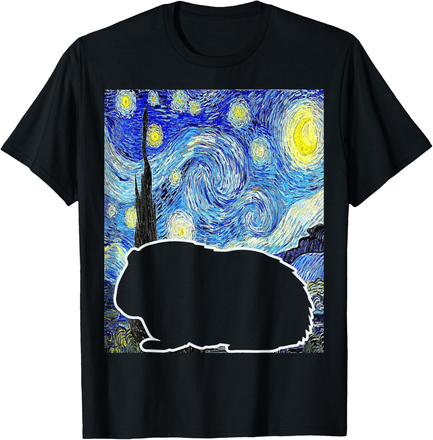 Guinea Pig Starry Night Van Gogh Guinea Pig Lover T-Shirt - T-Shirt | Black