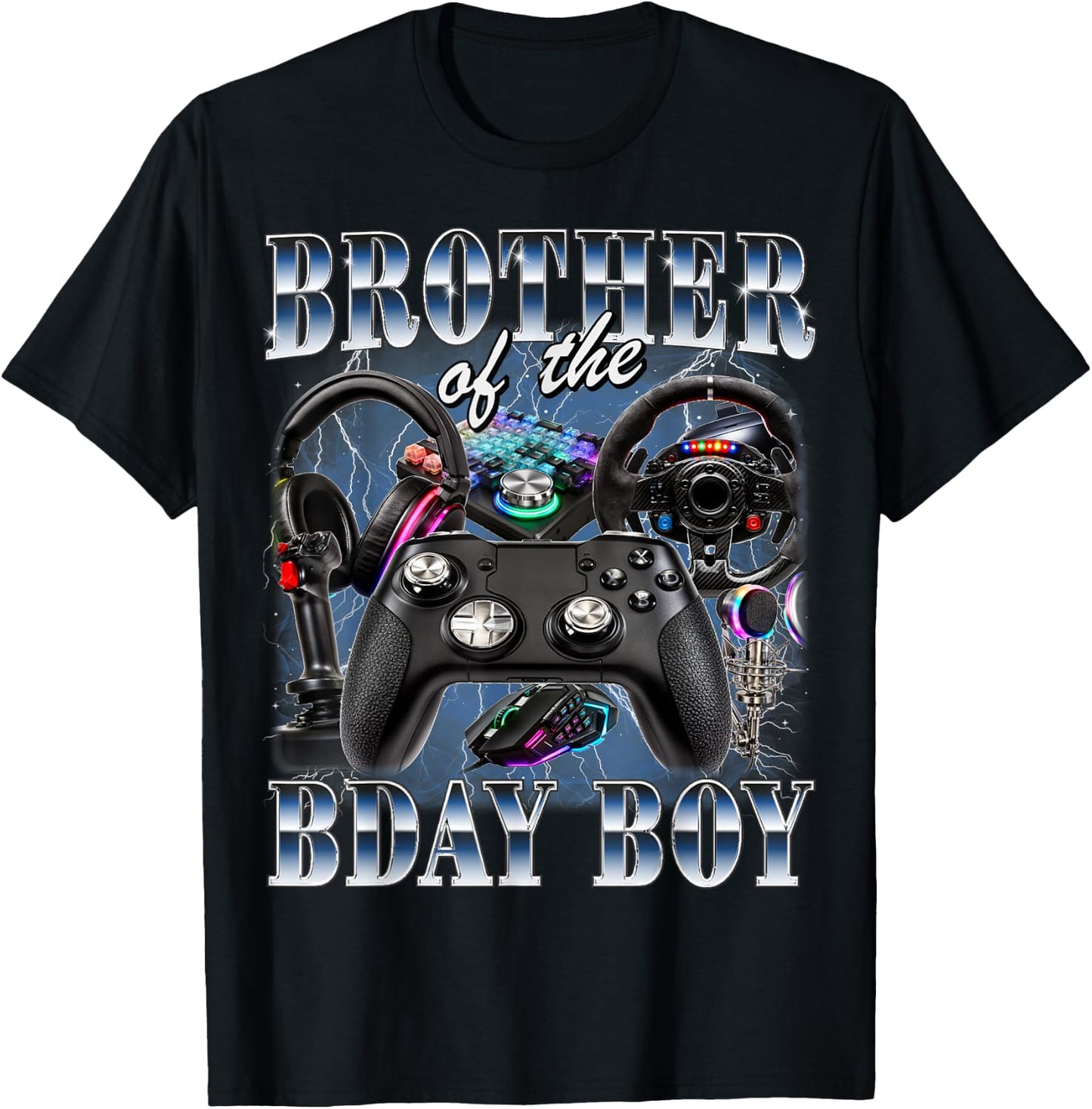 Brother of The Birthday Boy Gamer 90s Style Video Game T-Shirt - T-Shirt | Black