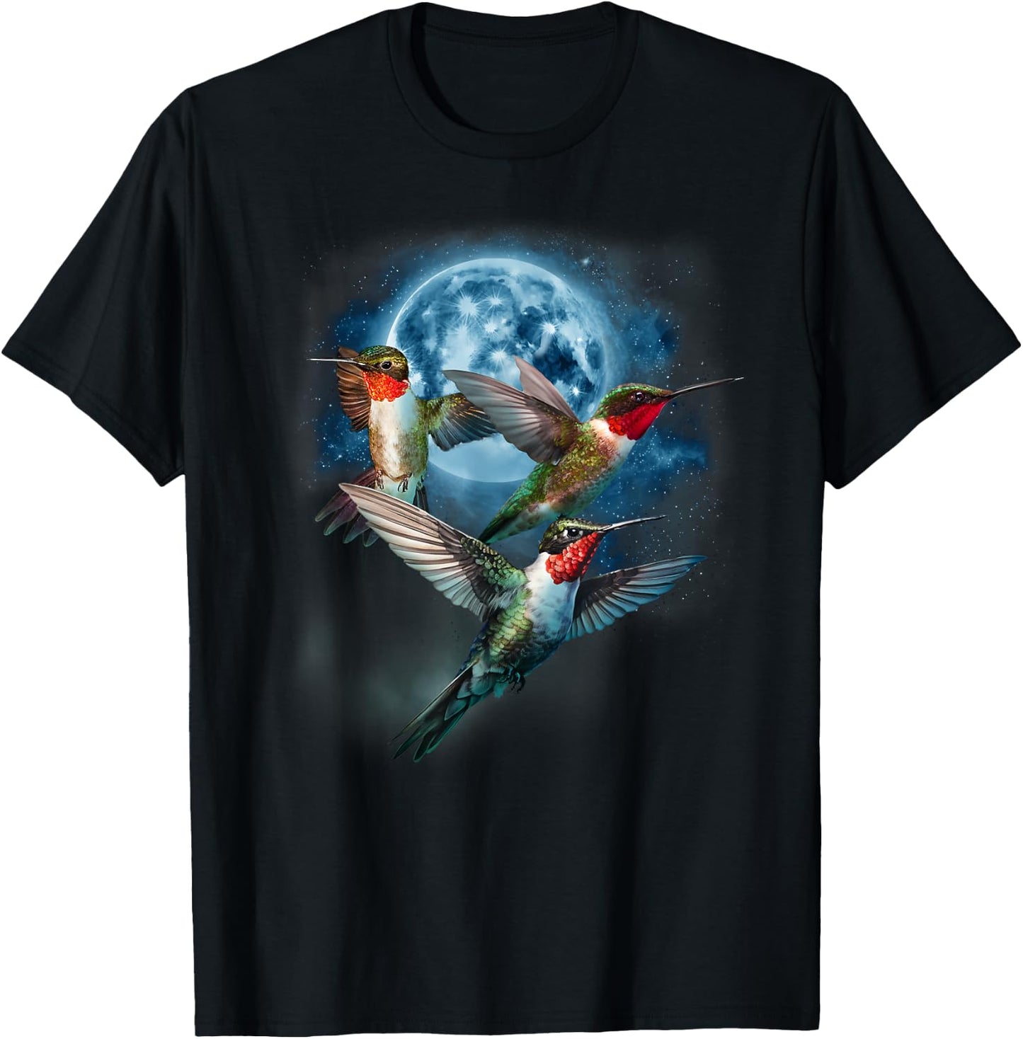Hummingbird Shirt - Howling at the Moon Hummingbird T-Shirt - T-Shirt | Black