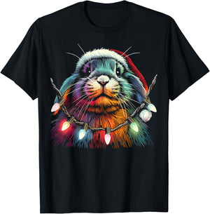 Christmas Lights: A Bunny’s Greatest Temptation Lop Rabbit T-Shirt - T-Shirt | Black