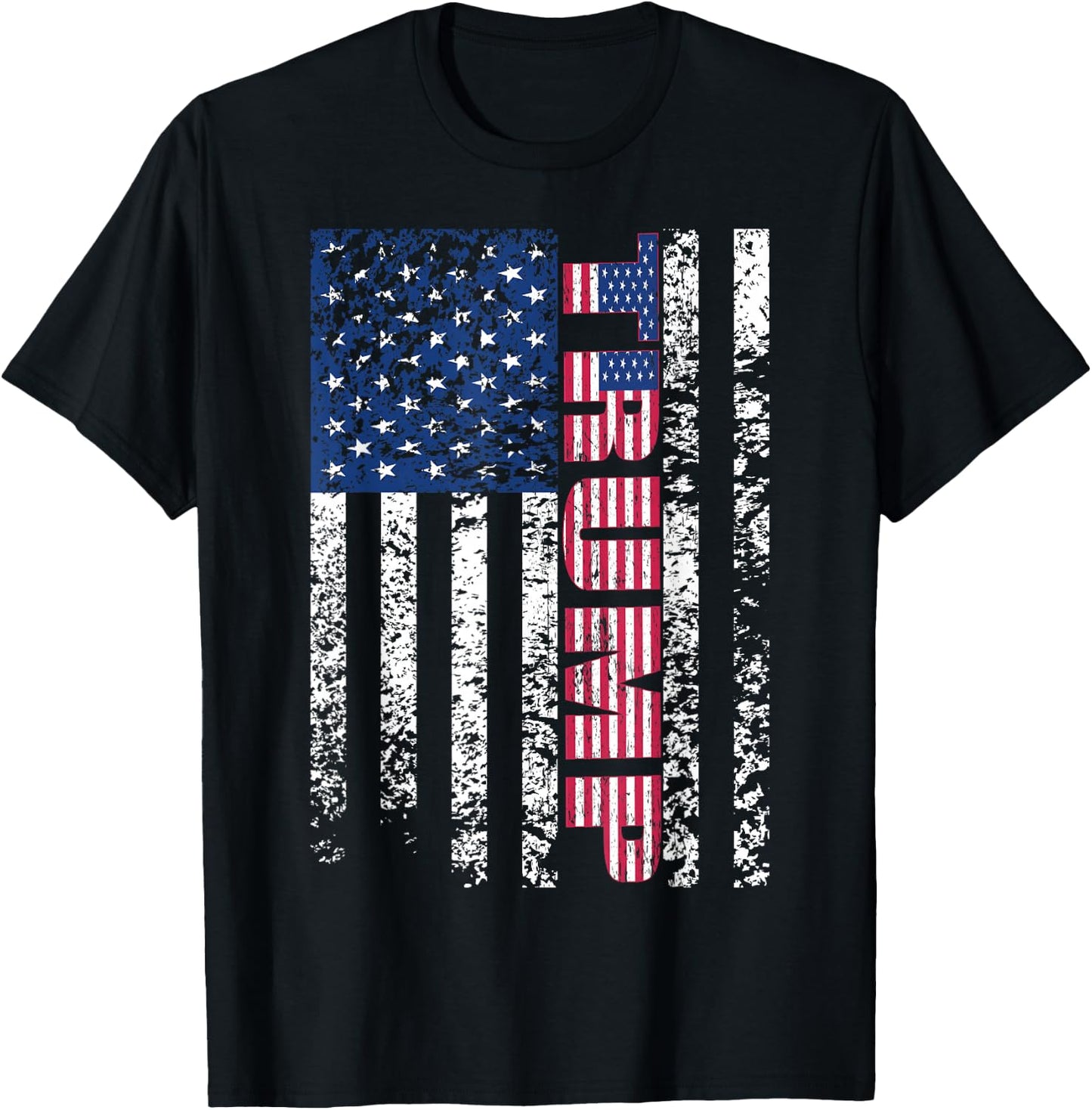 Trump Vintage Retro Distressed USA Flag American trump flags T-Shirt - T-Shirt | Black