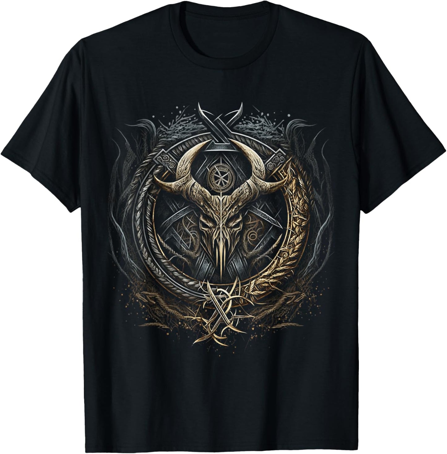 Horn of Odin Northman Valhalla Norse Mythology T-Shirt - T-Shirt | Black