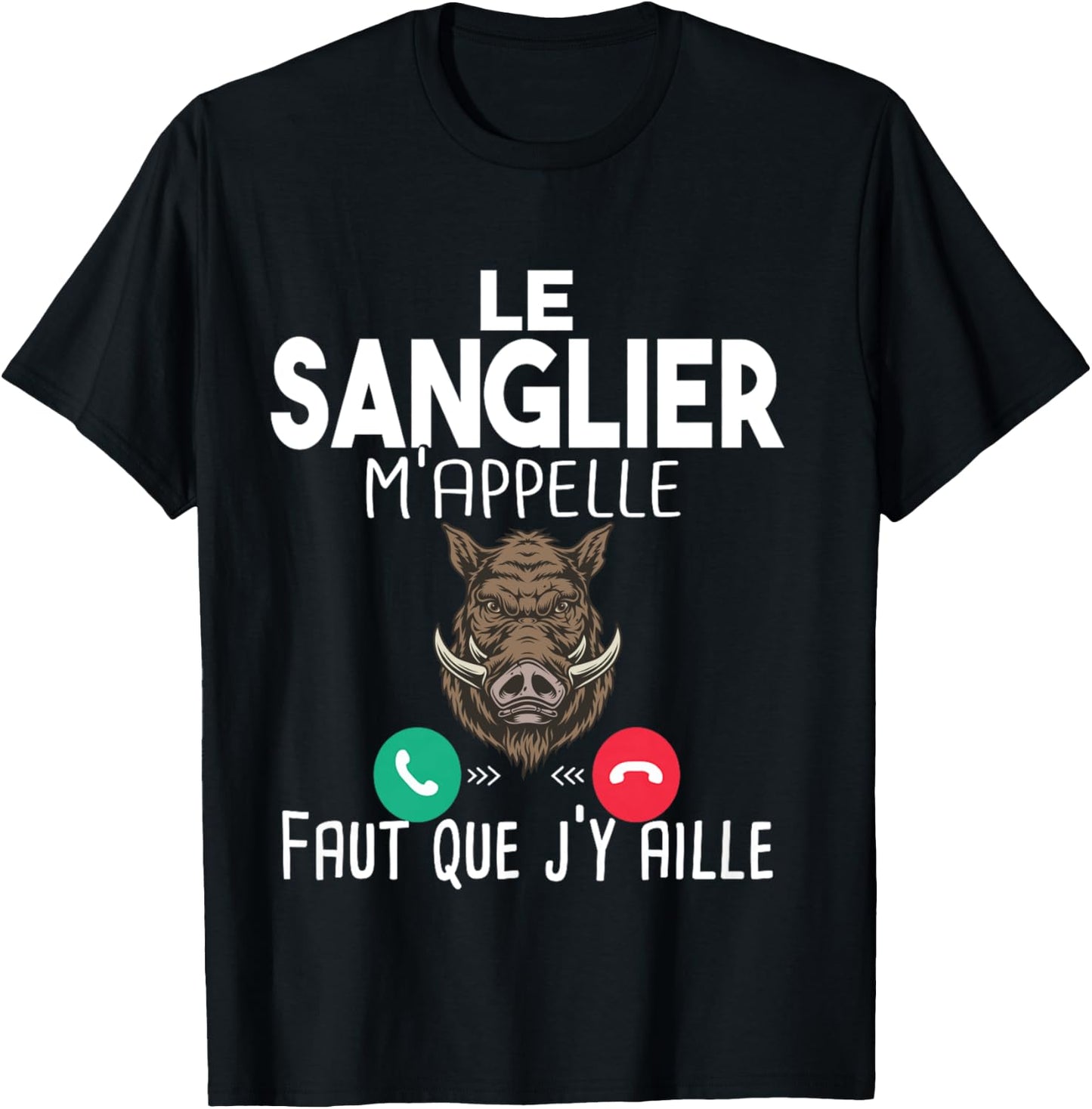 Boar Hunting Hunting Man Gift Humour Rifle Call Long Handle T-Shirt - T-Shirt | Black