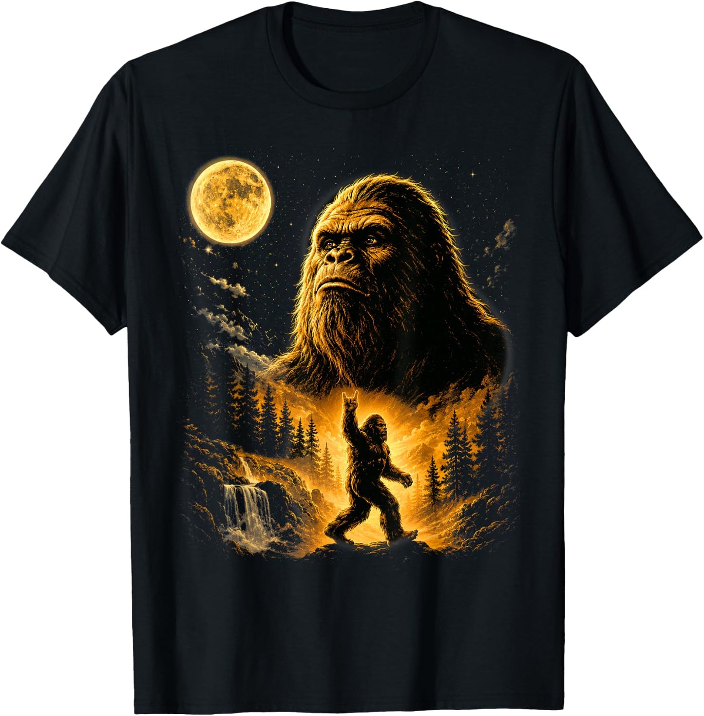 Bigfoot Howling to The Moon Meme Sasquatch Gifts T-Shirt - T-Shirt | Black