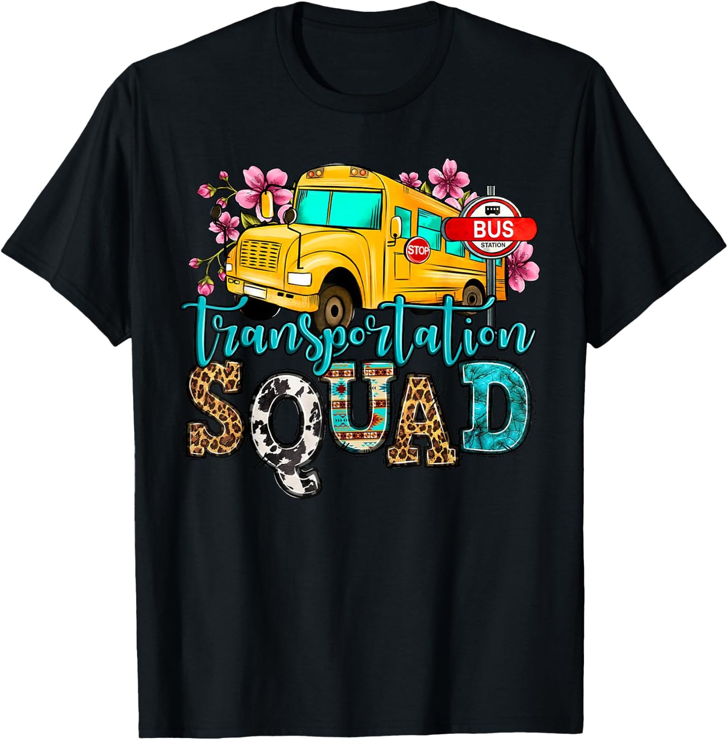 Transportation Squad Bus Driver School Bus Back to School T-Shirt - T-Shirt | Black