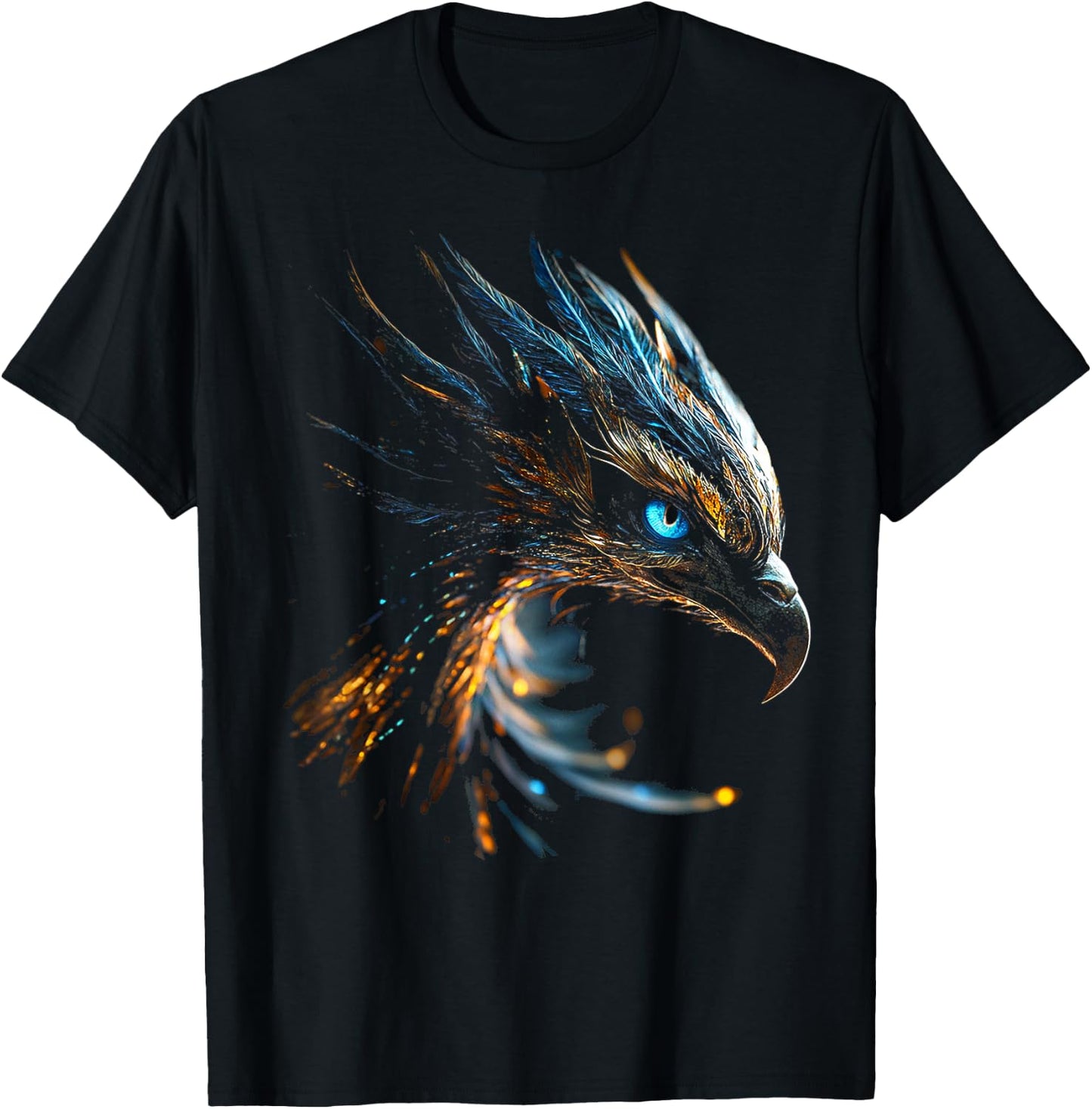 Phoenix Mythical Motif Fantasy Art Blue Eyes Phoenix , black T-Shirt - T-Shirt | Black