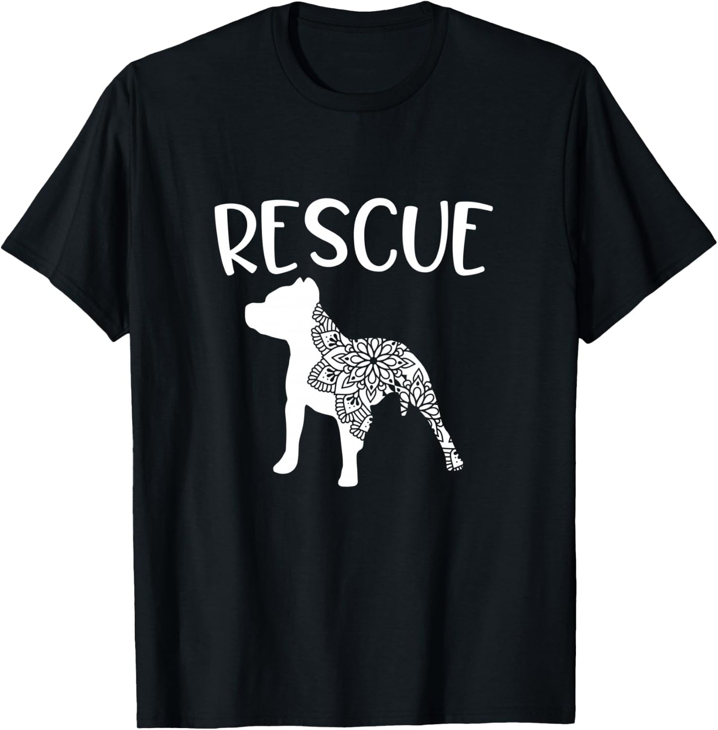 Rescue Pitbull Awareness Dog Adoption Pit Bull Dog Mandala T-Shirt - T-Shirt | Black