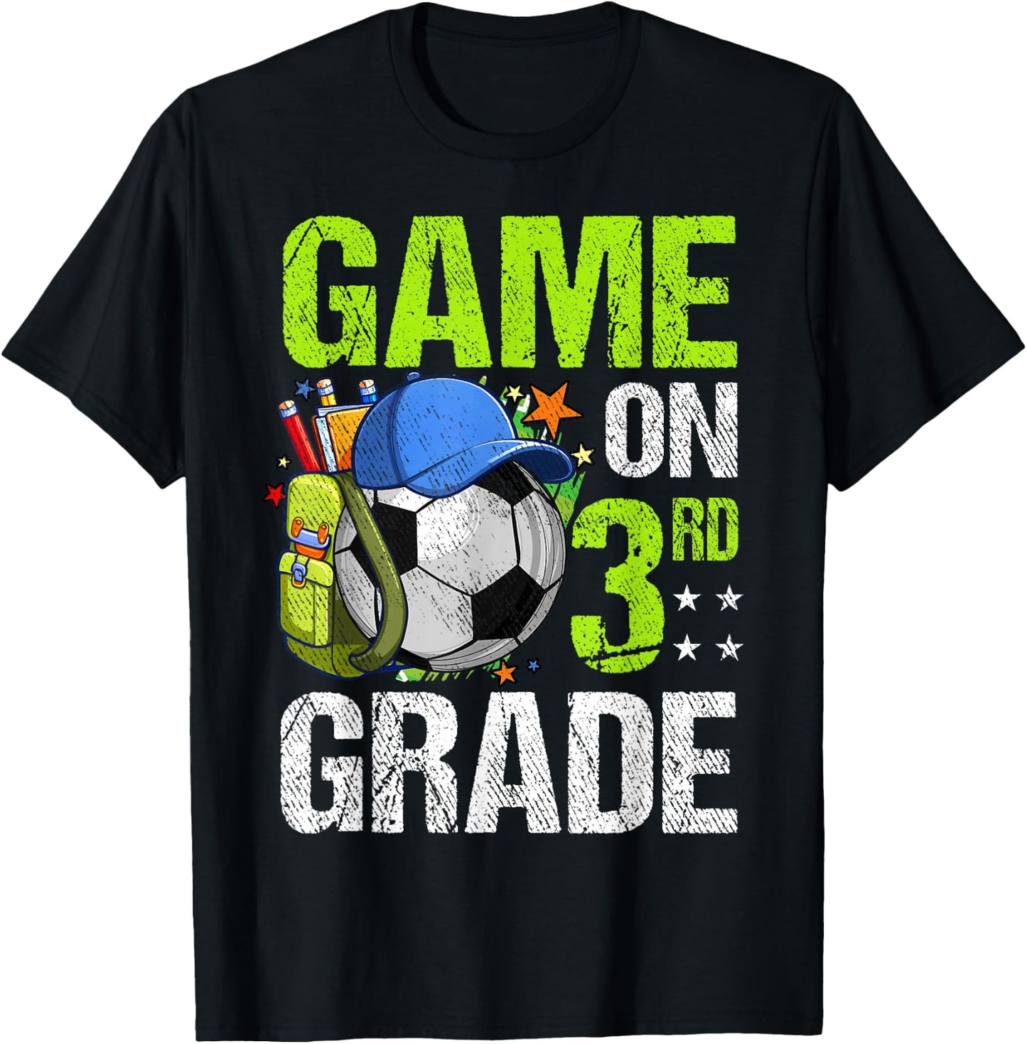Game On 3rd Grade Soccer Back To School Boy Girl Kids Gift T-Shirt - T-Shirt | Black