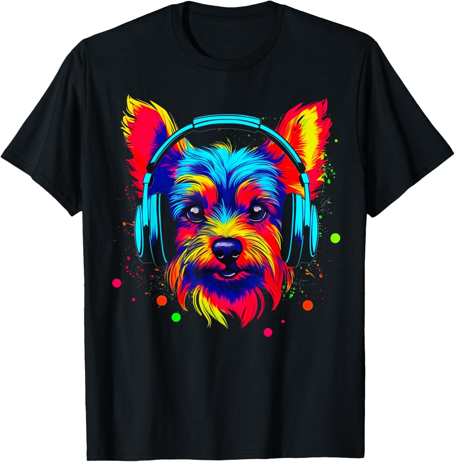 Yorkie Dog Yorkshire Terrier DJ T-Shirt - T-Shirt | Black