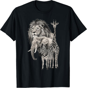 Africa, Lion, Elephant, Giraffe, Zebra, Fans , Black, S T-Shirt - T-Shirt | Black