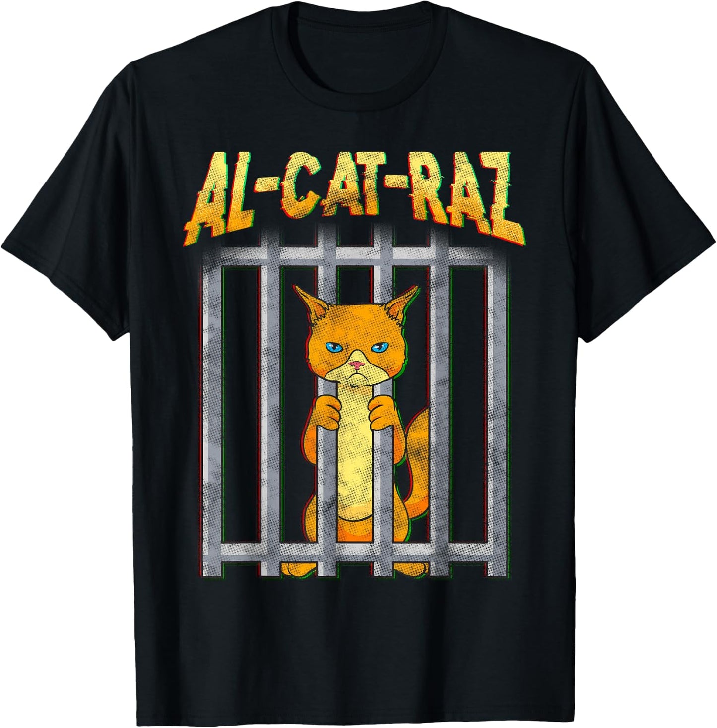 AL CAT RAZ Alcatraz Cat in Prison Behind Bars Funny Women T-Shirt - T-Shirt | Black