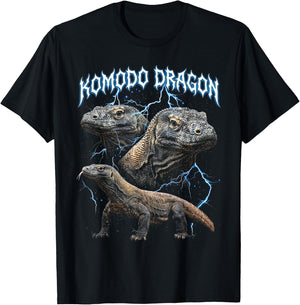 Amoureux des Animaux rétro en Heavy Metal des années 90 de Komodo Dragon T-Shirt - T-Shirt | Black