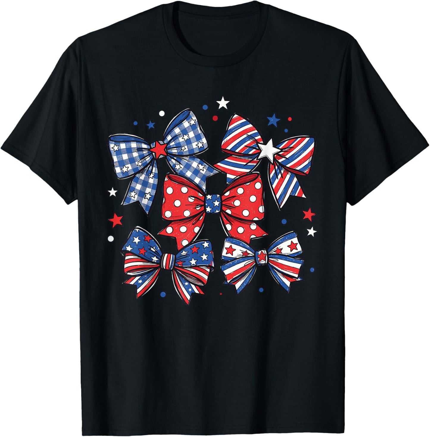 Red White and Blue Patriotic Shirts , USA Flag Bows T-Shirt - T-Shirt | Black