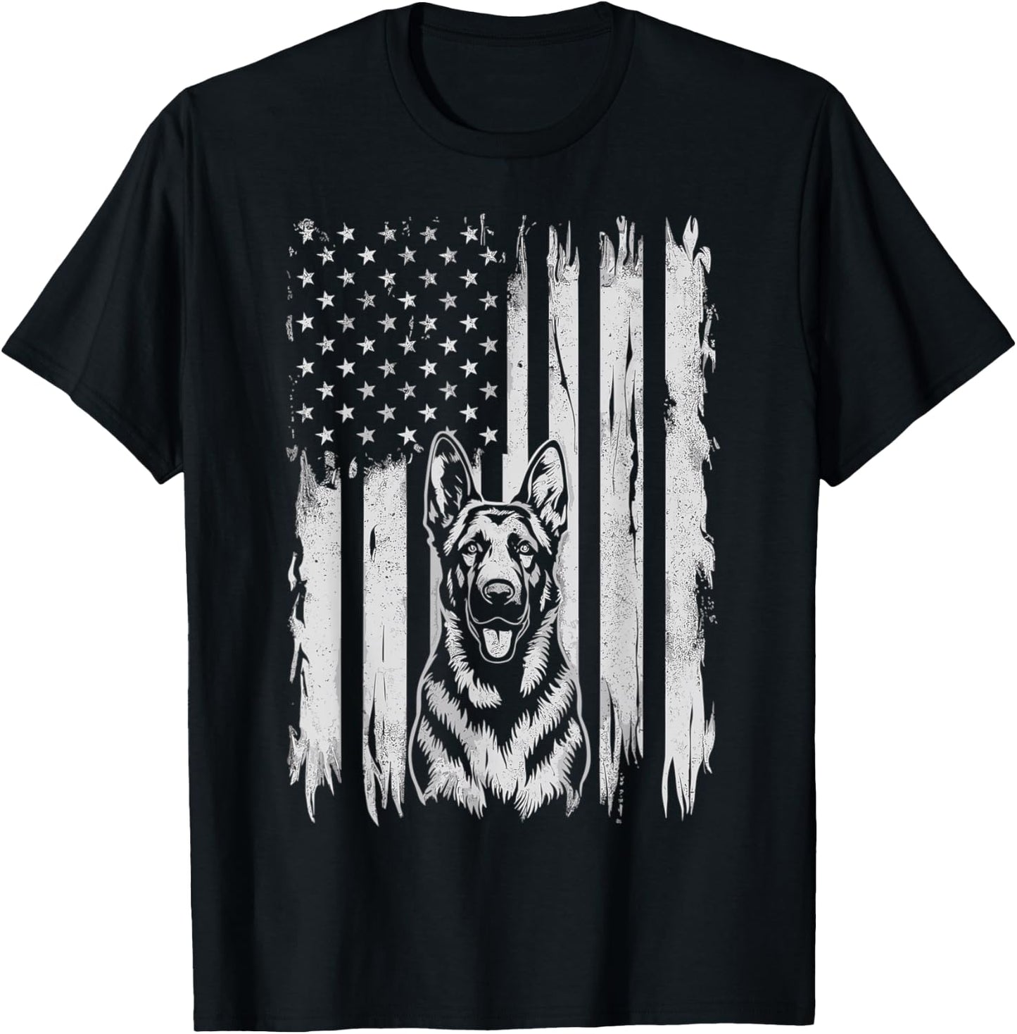 Patriotic German Shepherd 4th Of July Shepherd T-Shirt - T-Shirt | Black