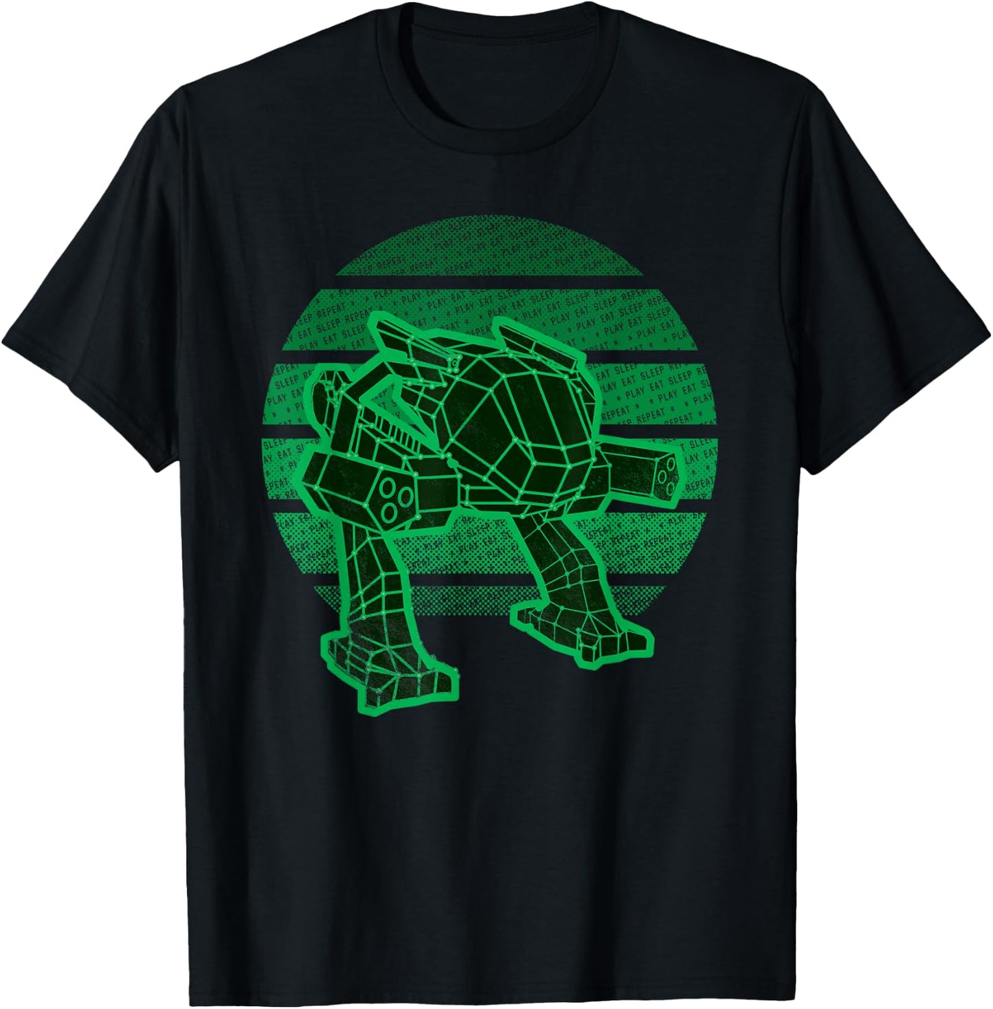 Mecha Shirt Battle Robot Combat Mech Walker Retro Gamer T-Shirt - T-Shirt | Black