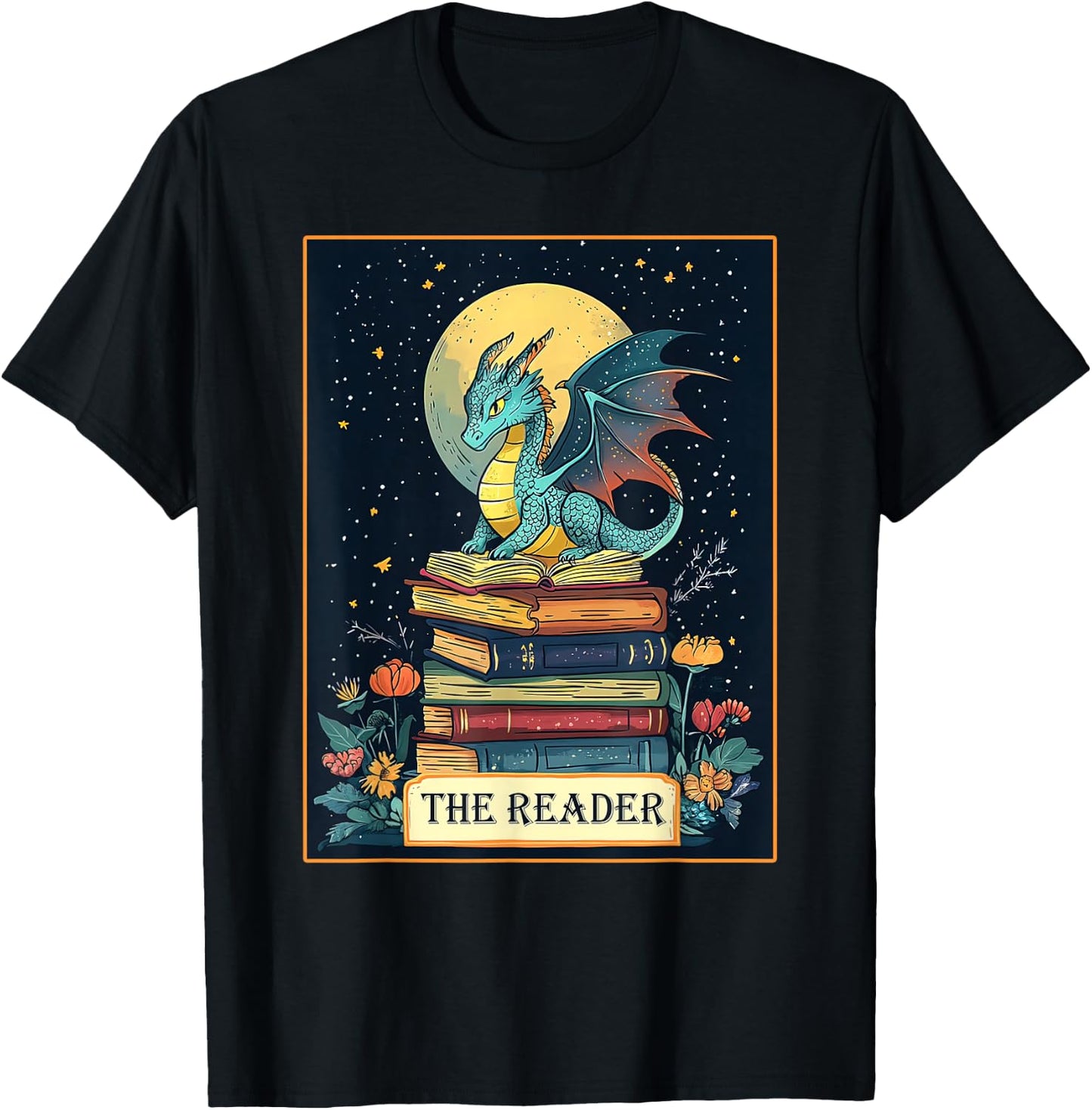 Book Dragon The Reader Tarot Romantasy Book Lover Bookish T-Shirt - T-Shirt | Black