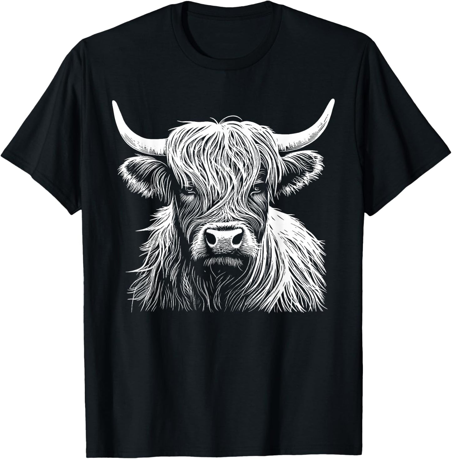 Highland Cow Scotland Scottish Fluffy Cow Cute Highland Coo T-Shirt - T-Shirt | Black