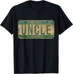 Best Uncle Ever Vintage Car Plate Father's Day Brother T-Shirt - T-Shirt | Black