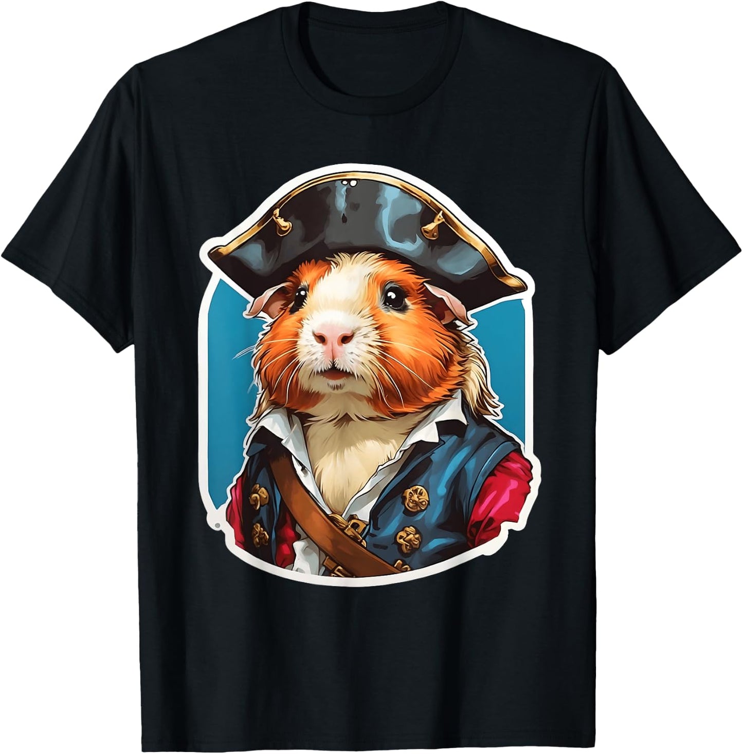 Guinea Pig Pirate Design - Adorable Pet in Pirate Attire T-Shirt - T-Shirt | Black