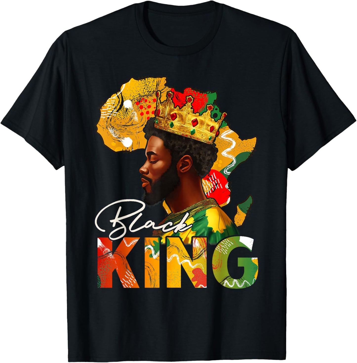Black King African American Melanin Afro Dad Black History T-Shirt - T-Shirt | Black