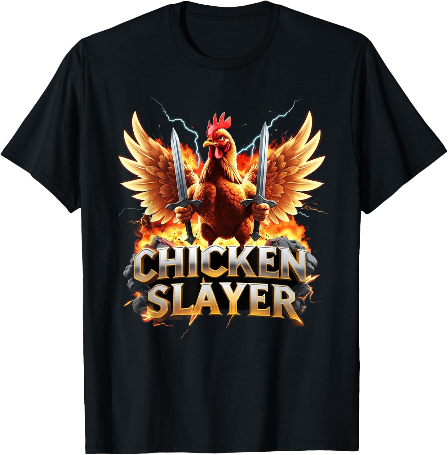 Chicken Slayer – Funny Meme Graphic for Chicken Lovers T-Shirt - T-Shirt | Black