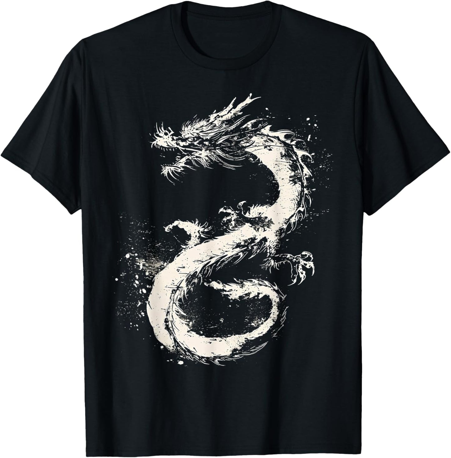 Dragon Drawing Painting Animal Art Graphic Dragon T-Shirt - T-Shirt | Black