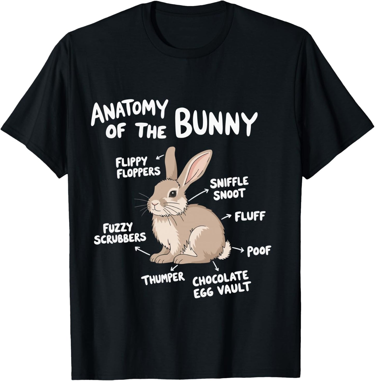 Rabbit Anatomy Bunny Lover Animal Pet Owner T-Shirt - T-Shirt | Black