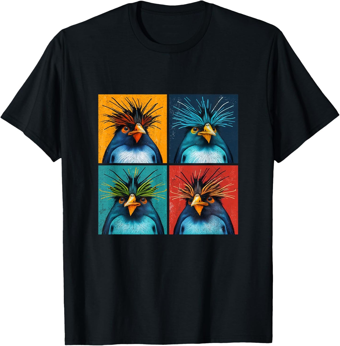 Rockhopper Penguin Pop Art Design Illustration Colourful Men T-Shirt - T-Shirt | Black