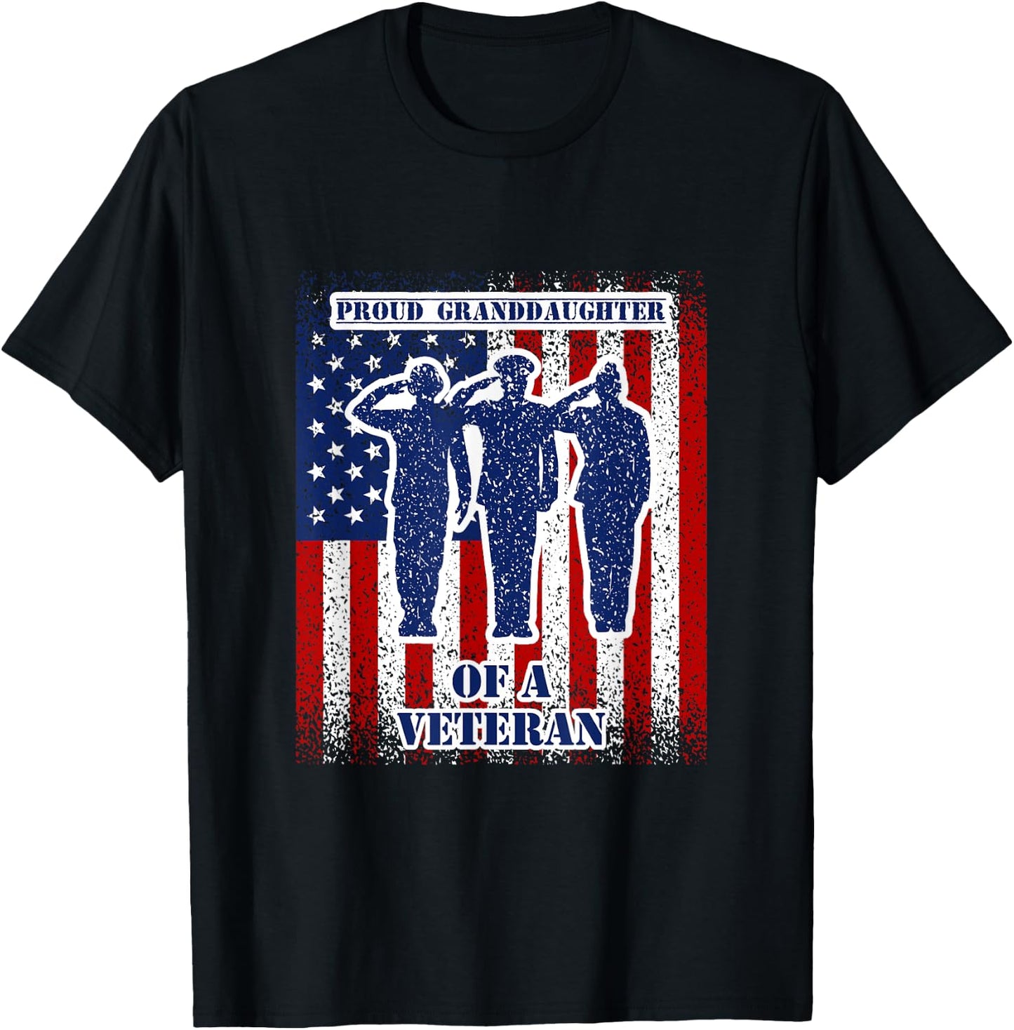 Proud Granddaughter of a Veteran US Flag Apparel T-Shirt - T-Shirt | Black