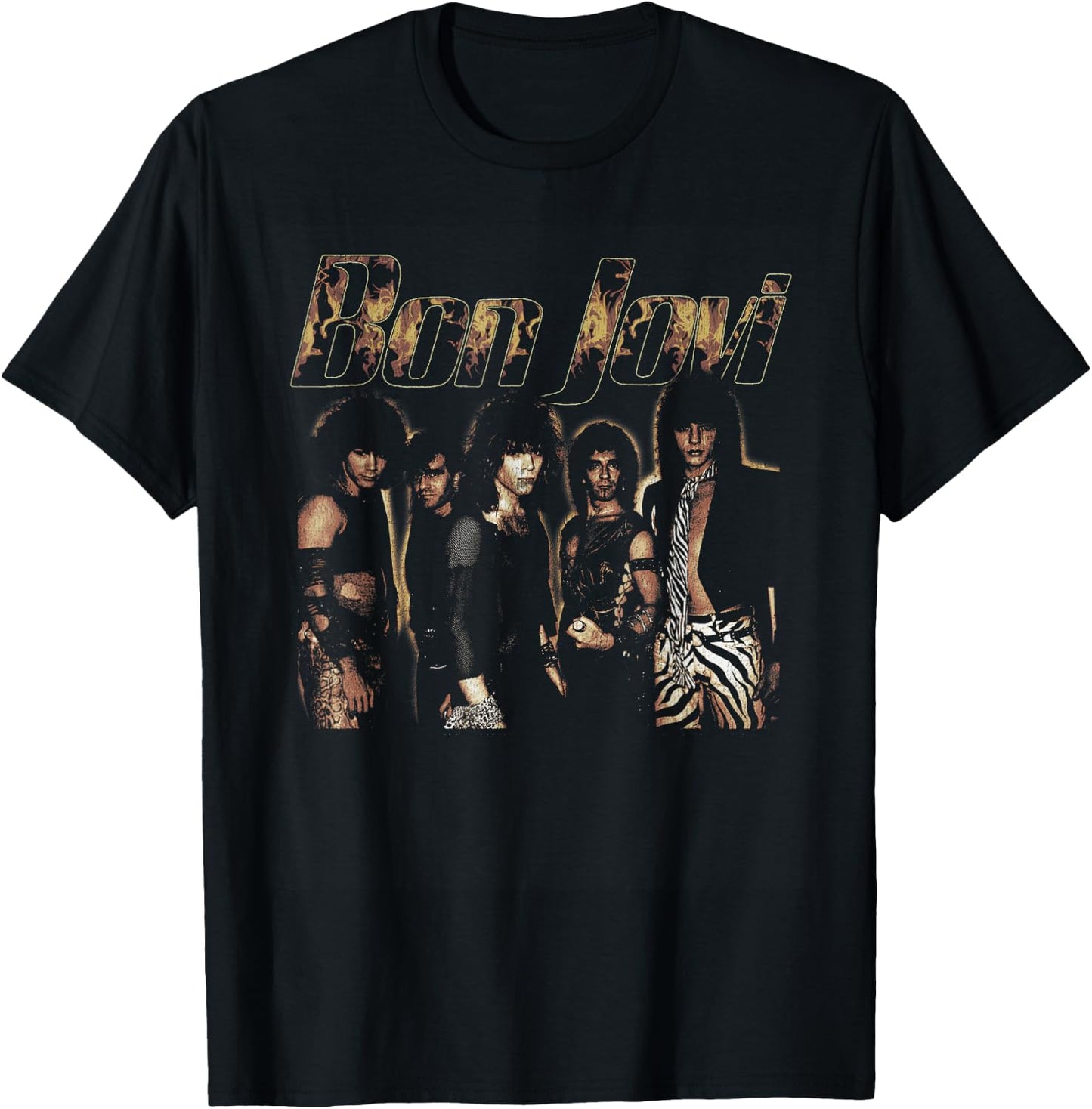 Official Bon Jovi Flames , black T-Shirt - T-Shirt | Black