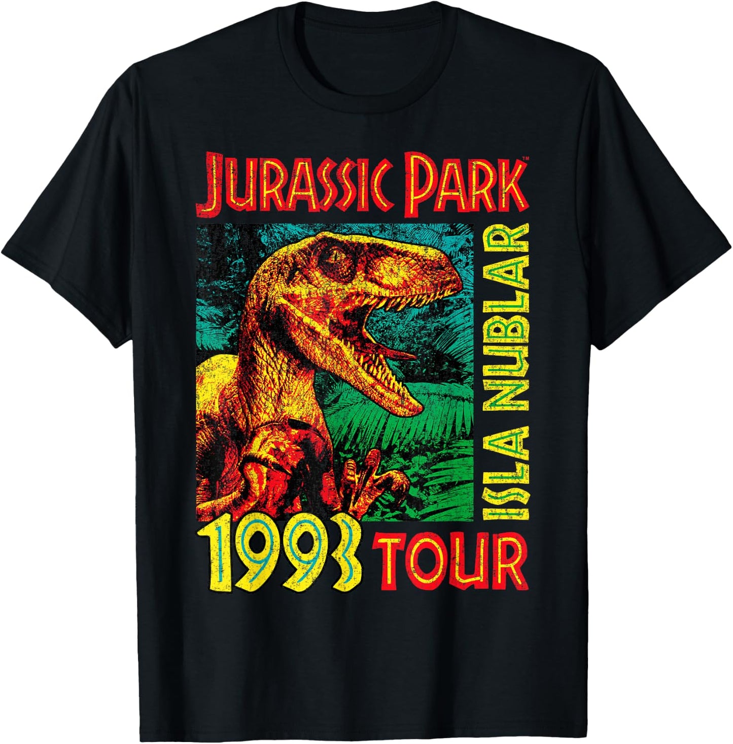 Jurassic Park Isla Nublar 1993 Tour Poster T-Shirt - T-Shirt | Black