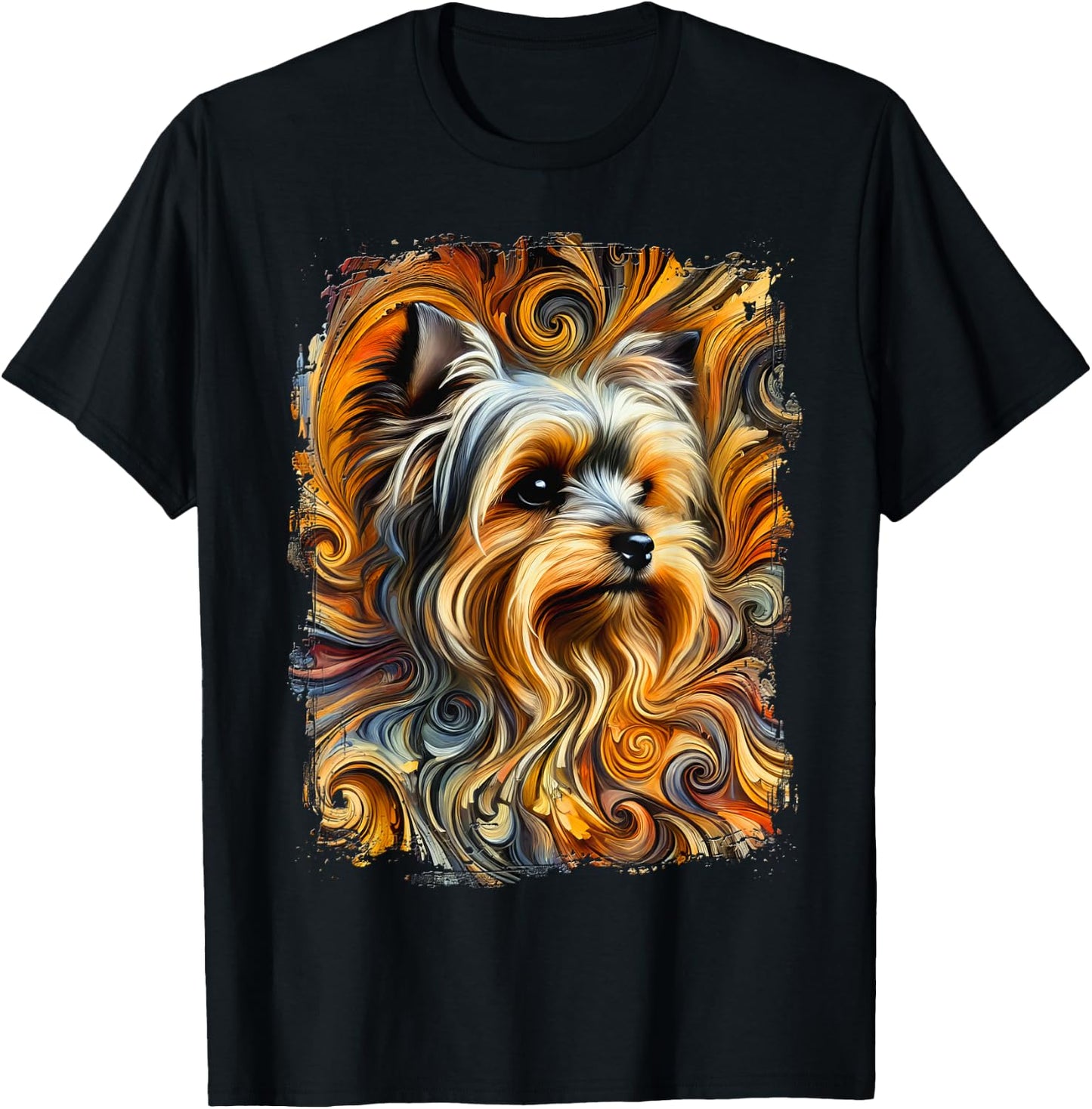 Cute Yorkshire Terrier Colourful Artwork T-Shirt - T-Shirt | Black