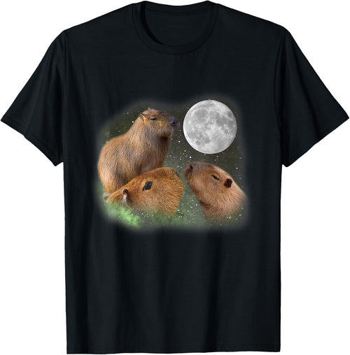 Three Moon Capybaras Funny Cute Animal Parody Pun Humor Gift