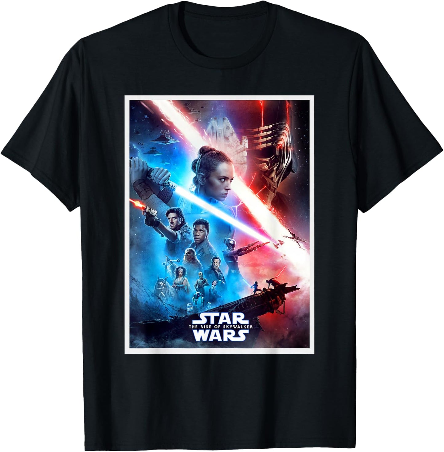 Star Wars The Rise of Skywalker Characters Movie Poster T-Shirt - T-Shirt | Black