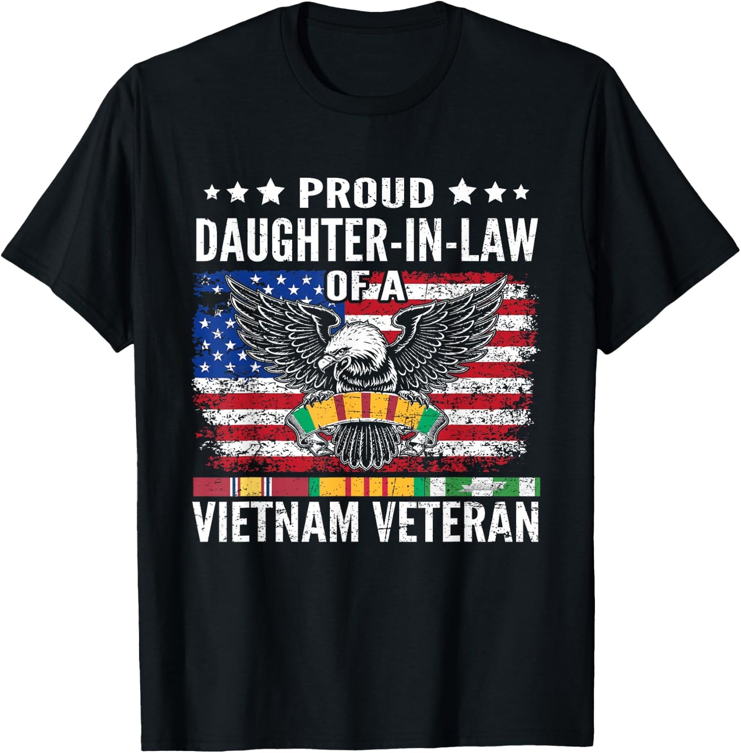Proud Daughter-In-Law Of A Vietnam Veteran Family Matching T-Shirt - T-Shirt | Black