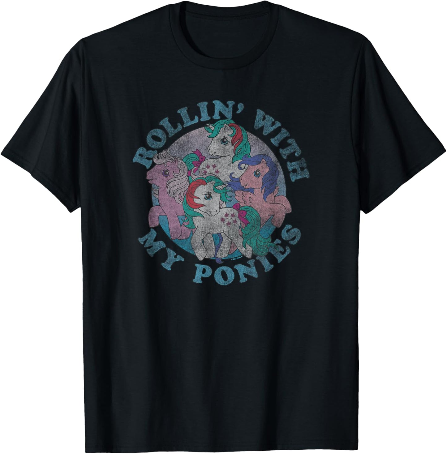 My Little Pony Retro Rollin' with My Ponies Classic Group T-Shirt - T-Shirt | Black