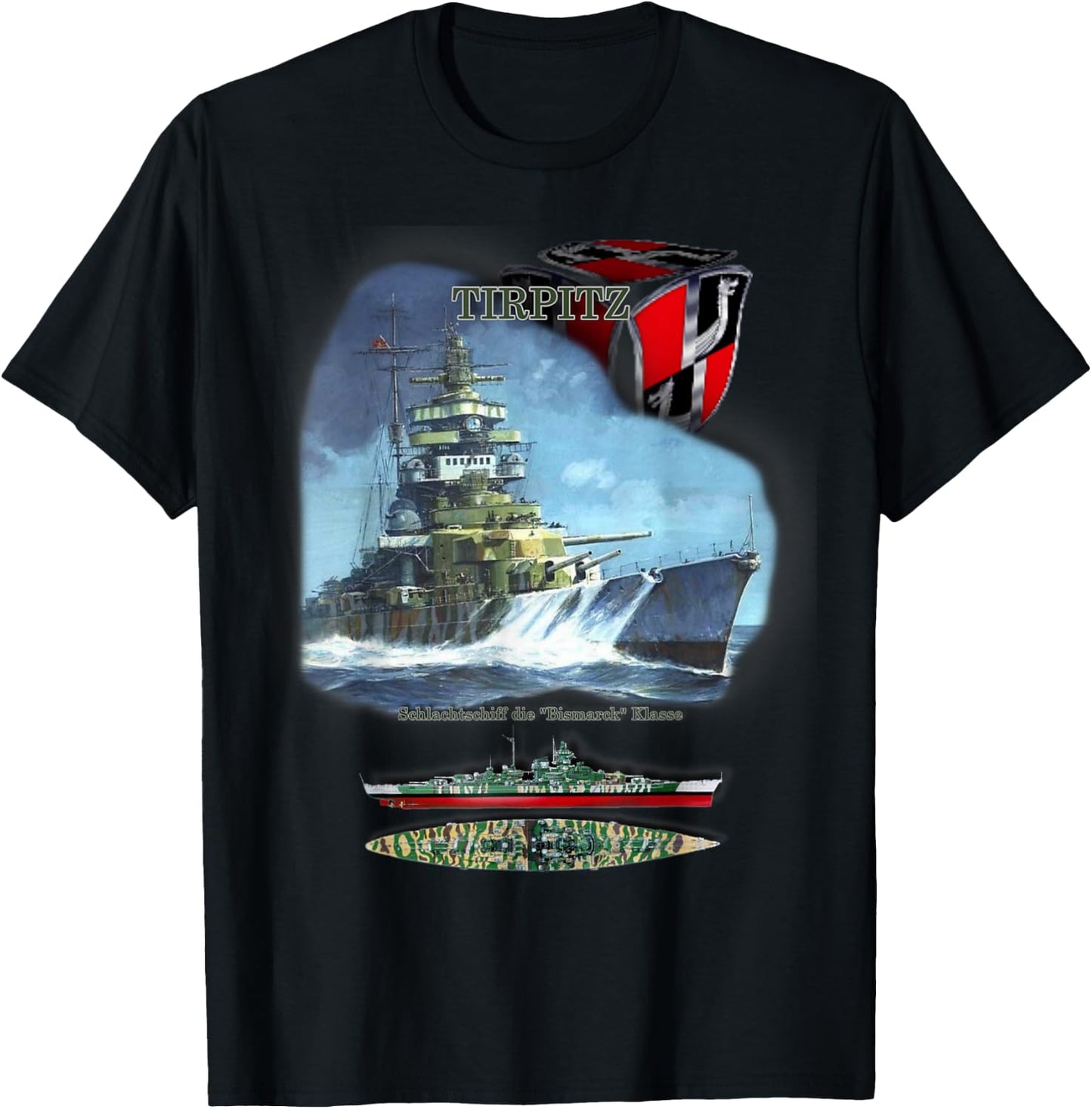 geschenkidee Schlachtschiff „TIRPITZ“ , -Erwachsene, Schwarz, S, Kurzarm T-Shirt - T-Shirt | Black