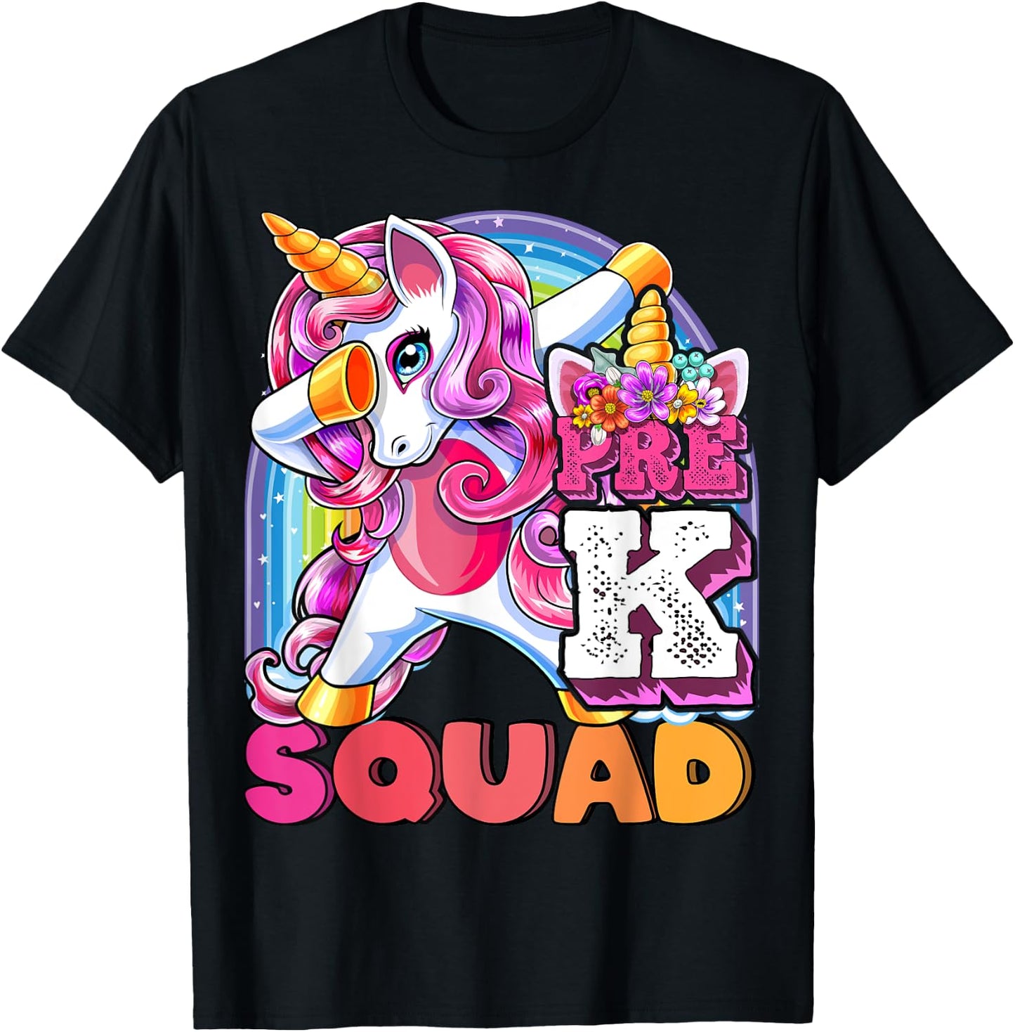 Pre-K Squad Dabbing Unicorn Back to School Girls Gift T-Shirt - T-Shirt | Black