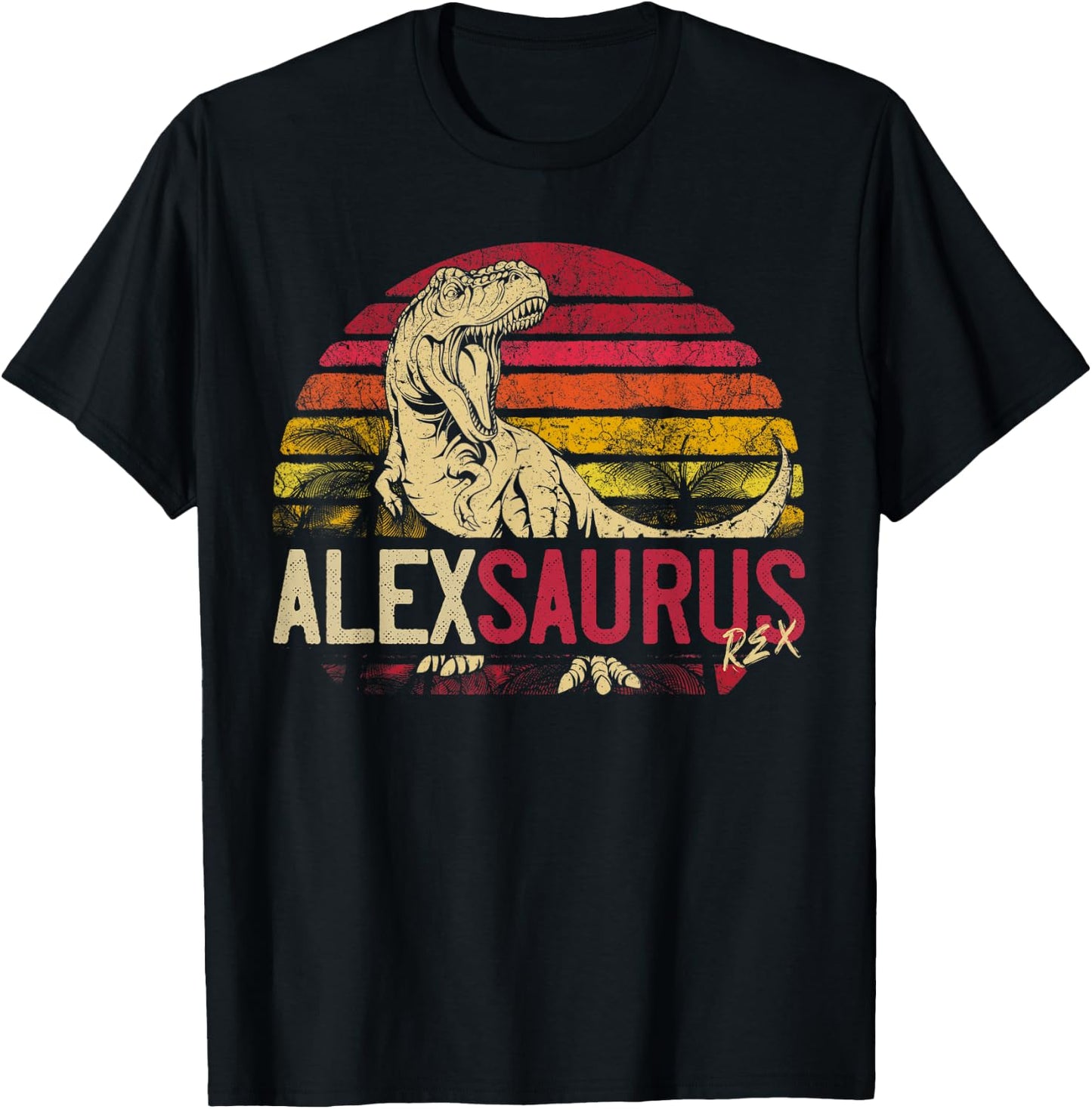 AlexSaurus Birthday Funny Personalized Dinosaur T Rex Name T-Shirt - T-Shirt | Black