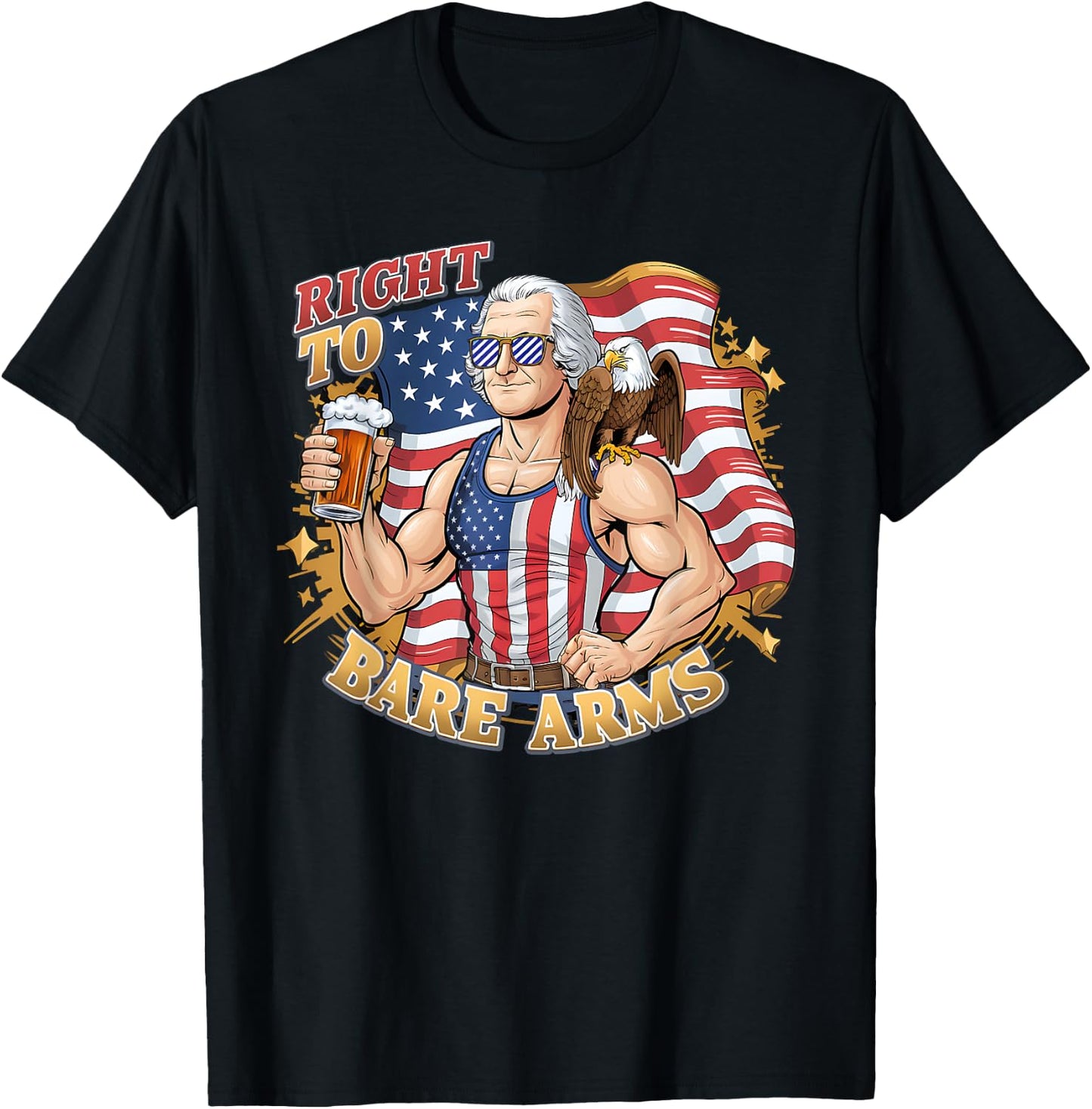 George's Right To Bare Arms 4th Of July Gym Workout Graphic Women Men T-Shirt - T-Shirt | Black