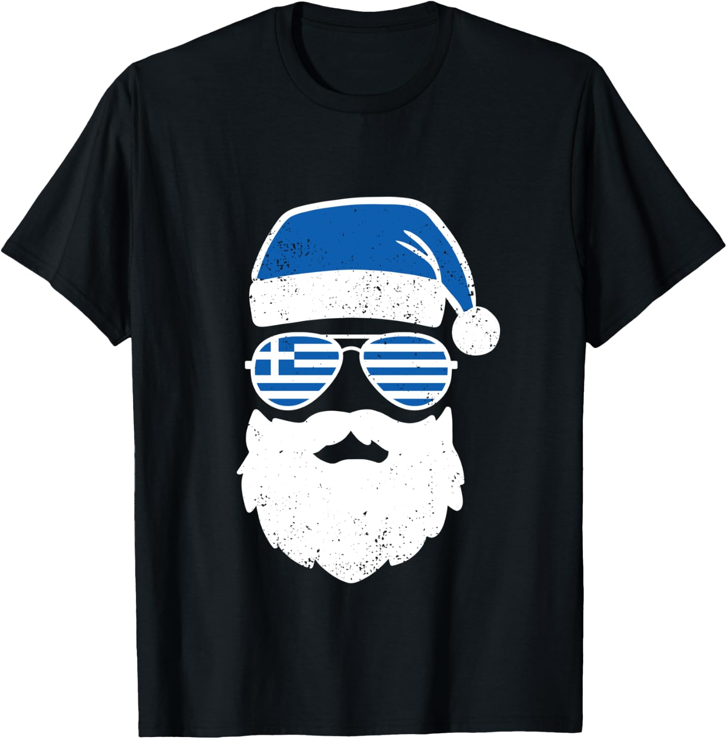 Greek Orthodox Christmas Santa Claus Greece Flag Greek T-Shirt - T-Shirt | Black