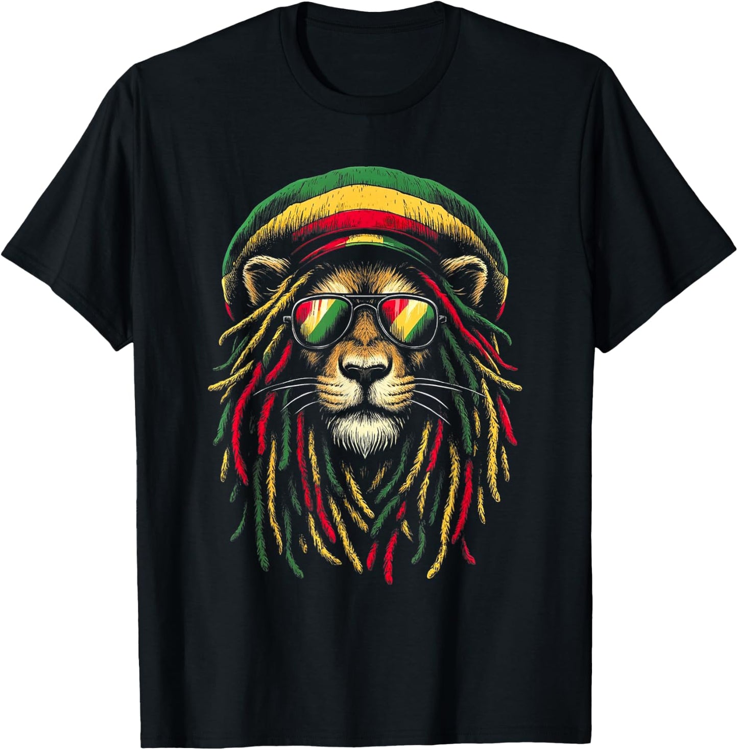 Jamaican Lion Reggae Roots Lion of Juda Rasta Music , black T-Shirt - T-Shirt | Black