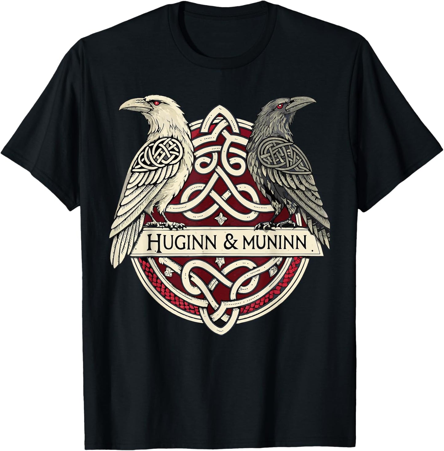 Norse Raven Knotwork – Huginn & Muninn Viking Mythology T-Shirt - T-Shirt | Black