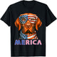 Merica Hungarian Vizsla American flag Patriotic 4th of July T-Shirt - T-Shirt | Black