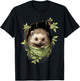 Hedgehog Nature Portrait Motif Animal Art Forest Wildlife , black T-Shirt - T-Shirt | Black