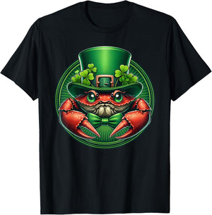 Funny Leprechaun Crab St Patricks Day Kids Men Women T-Shirt - T-Shirt | Black